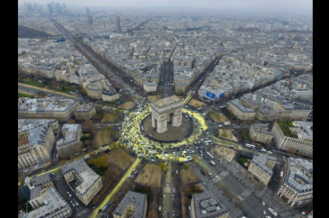 Painted Massive Sun On Paris Streets Demands Renewable Energy Policy