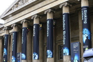 Greenpeace climbs British Museum on opening day of BP-sponsored “Sunken cities” exhibition