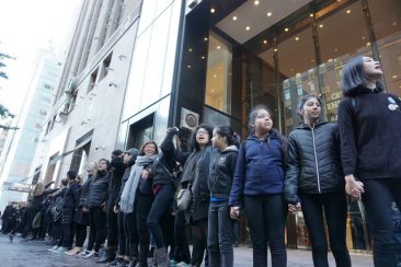 Women Form Human Chain Outside Trump Tower
